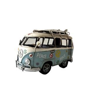 Classic Volkswagen 8" Peace Van With Rack Hand Welded Hand Painted Excellent